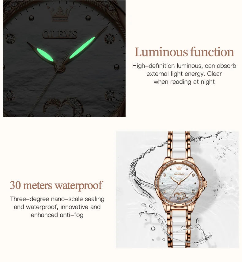 OLEVS Fashion Love Diamond Women Watches