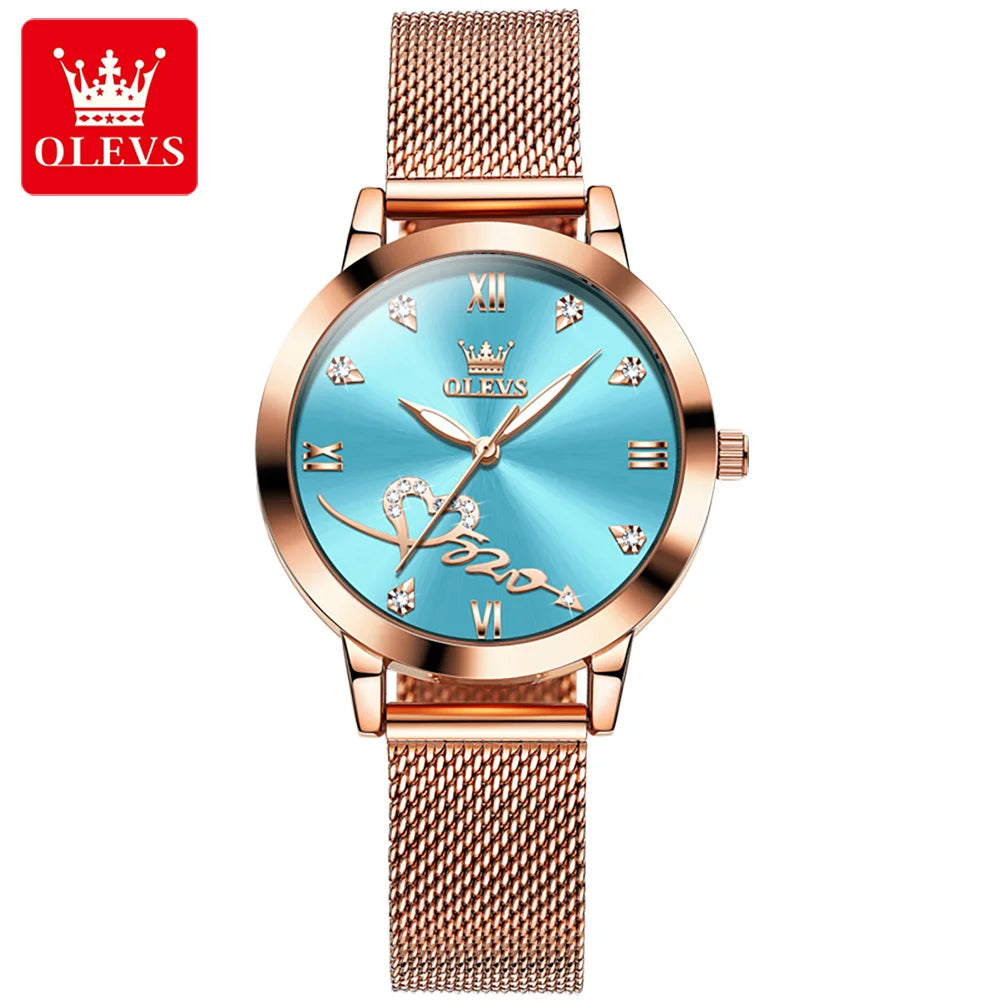 OLEVS 5530 ladies' quartz watch - rose gold & heart design