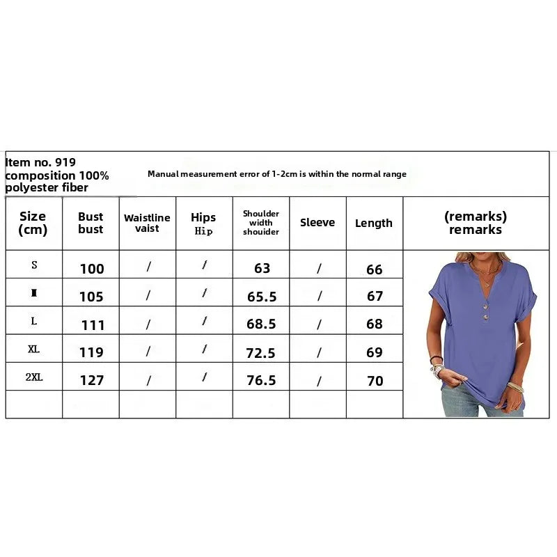 ANRABESS Womens Short Sleeve Henley Tops V Neck Dressy Casual Loose Fit Shirts Summer Flowy Blouses 2025 Trendy Clothes